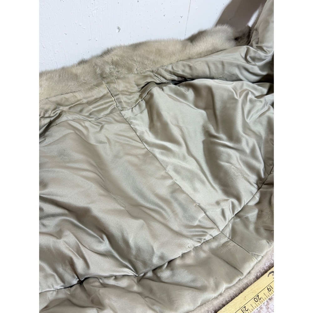 Vintage Genuine Mink Fur Stole Shawl Wrap Silver Blue Grey Satin Lined 20in - Picture 7 of 10